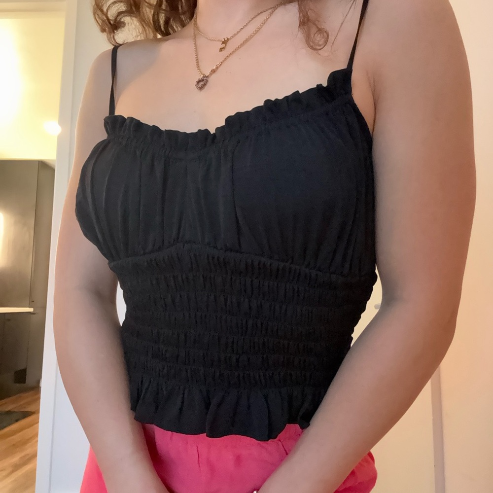 Black Smocked Top